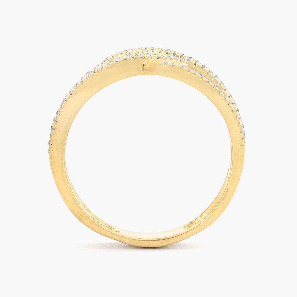 Side view of the In the Loop Statement Ring in 14k gold plated sterling silver with pavé diamonds.