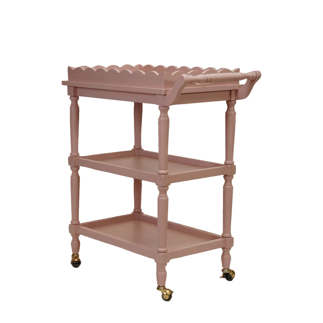 Wood 3-Tier Bar Cart on Casters With Removable Tray Set