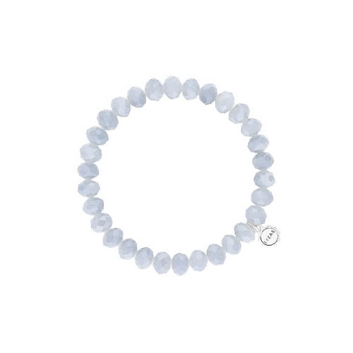 Stretchy beaded bracelet with faceted light grey glass beads