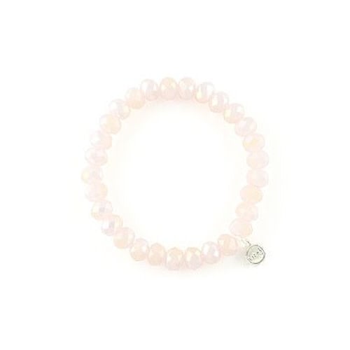 Stretchy bracelet with faceted glass beads in light rose color