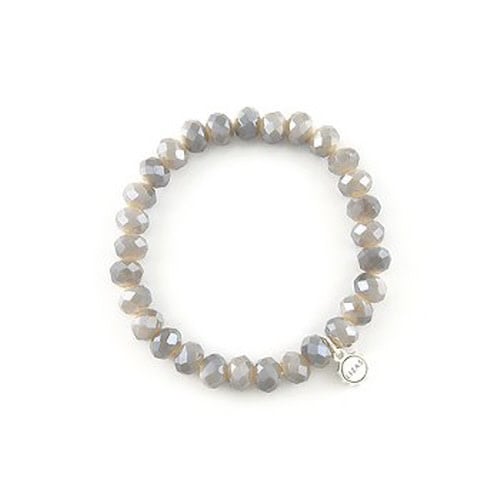 Stretchy beaded bracelet with faceted lilac glass beads.