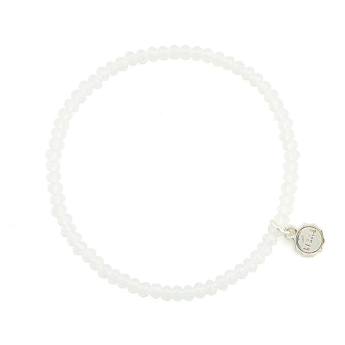 Stretchy bracelet with faceted clear crystal glass beads on a stretch cord.