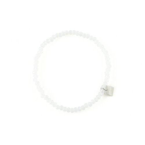 Stretchy bracelet with faceted glass beads in white