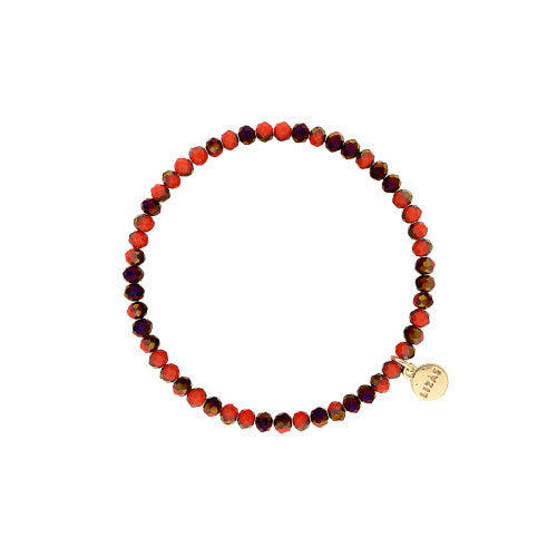 Stretchy bracelet with faceted coral glass beads