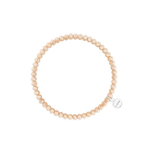 Dark apricot faceted glass bead stretchy bracelet