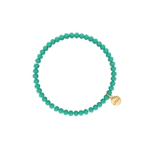 Dark teal faceted glass bead stretchy bracelet