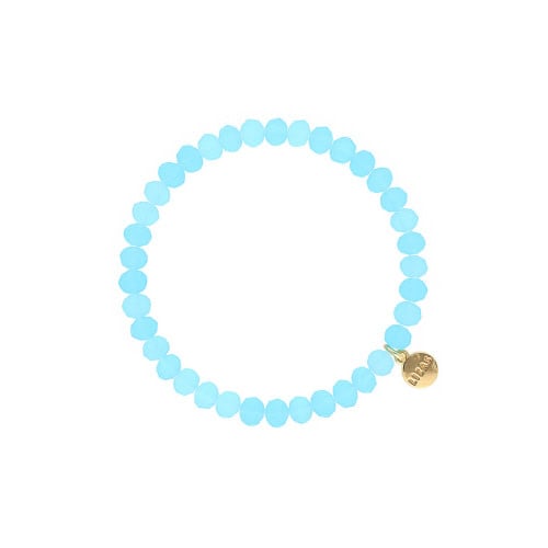 Stretchy bracelet with faceted aqua glass beads on a stretch cord