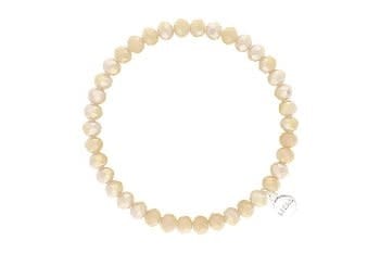 Stretchy beaded bracelet with faceted glass beads in beige