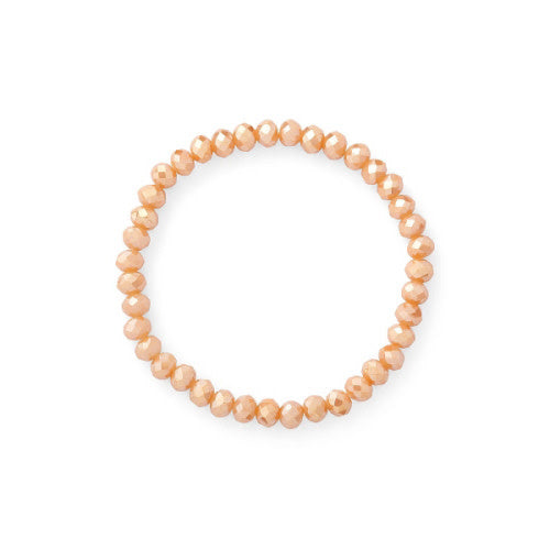 Stretchy beaded bracelet with faceted glass beads in orange Nashville pattern