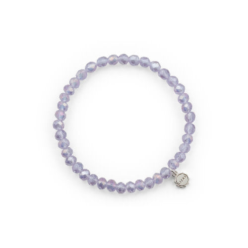 Stretchy beaded bracelet with faceted glass beads in purple Nashville pattern