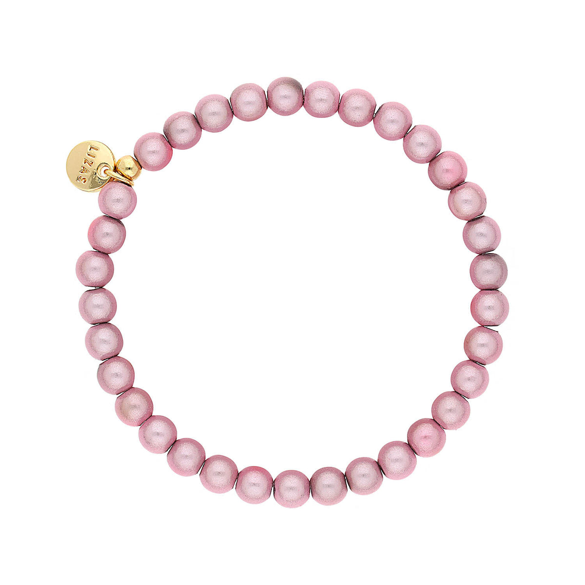 Roundville bracelet in Hellrosa Czech crystal with a round 6mm silhouette.
