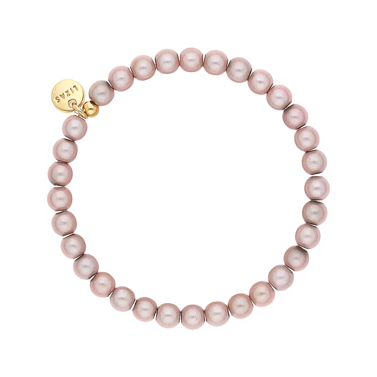 Stretch bracelet in nude Czech crystal beads with a round 6mm bead silhouette.