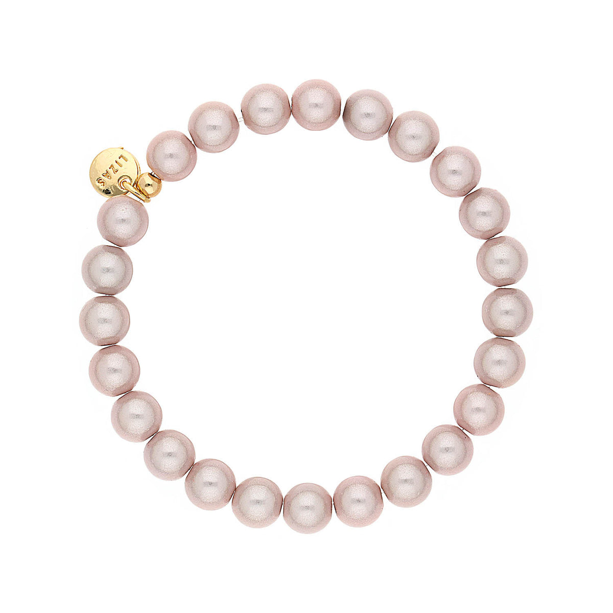 Roundville nude stretch bracelet featuring an 8mm Czech crystal bead.