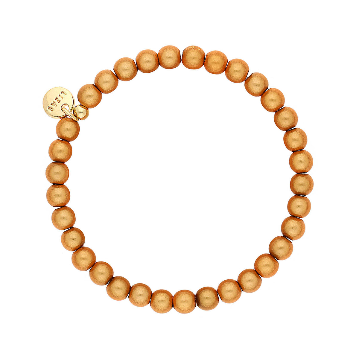 Orange Czech crystal round beads on a stretch bracelet