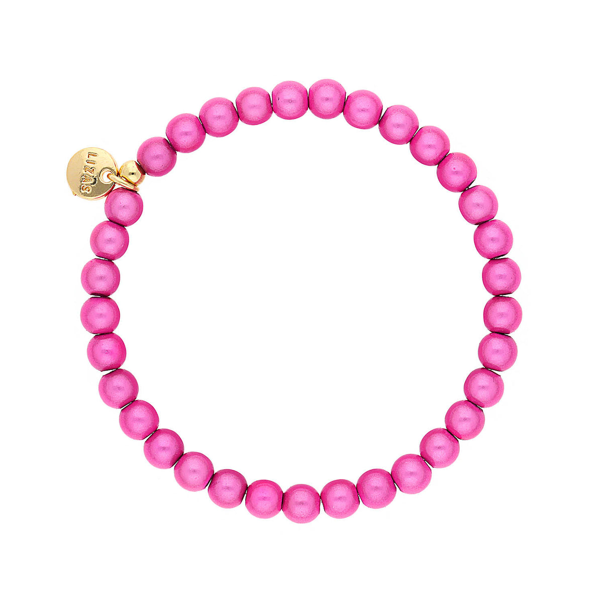 Pink Czech crystal round bracelet with stretch cord