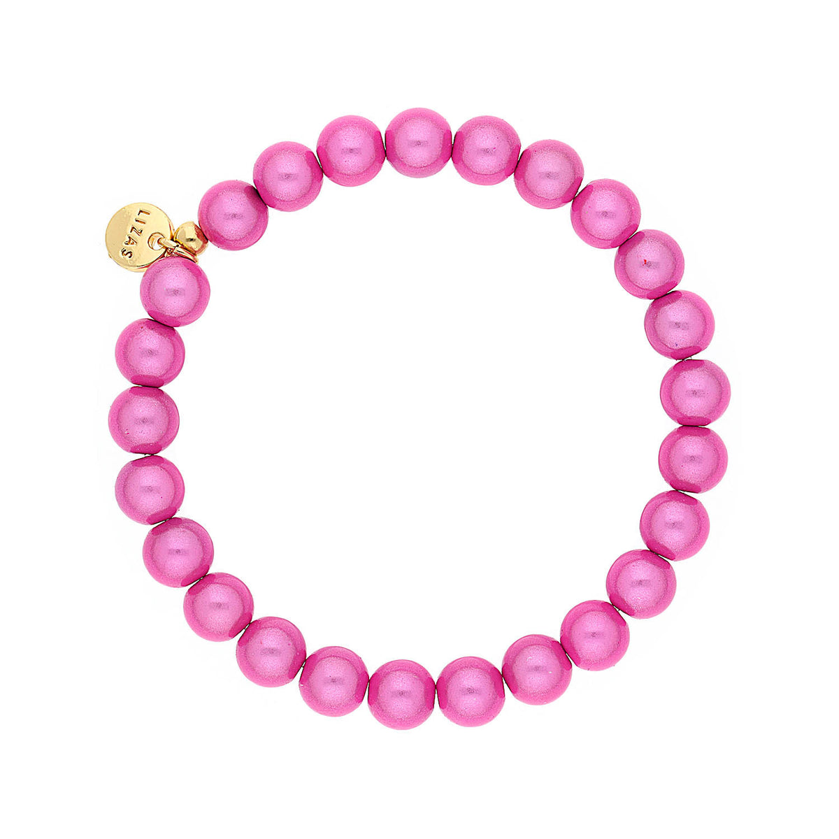 Pink round Czech crystal bracelet with stretch cord