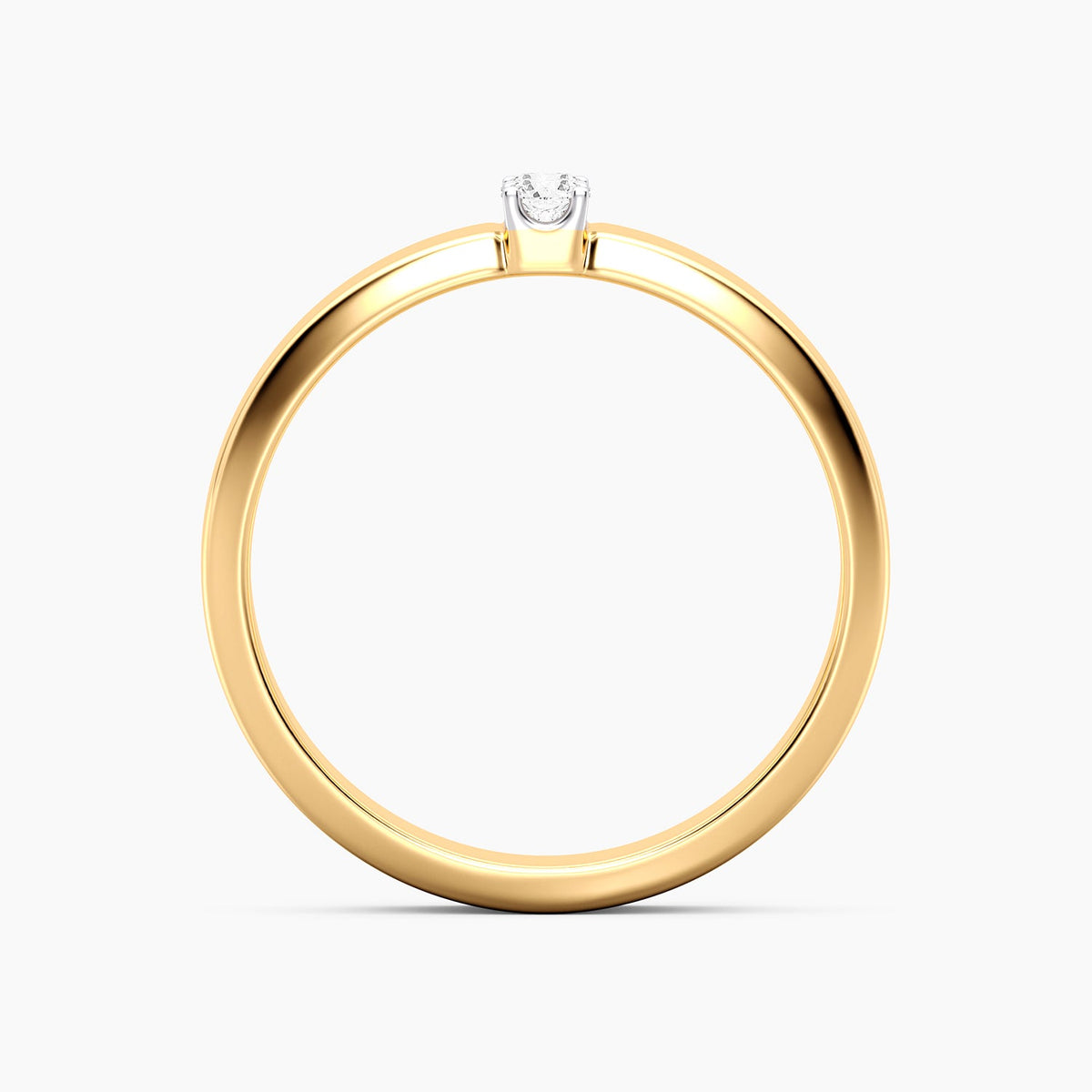 Sterling silver duo band ring with lab-grown diamond in gold-plated finish