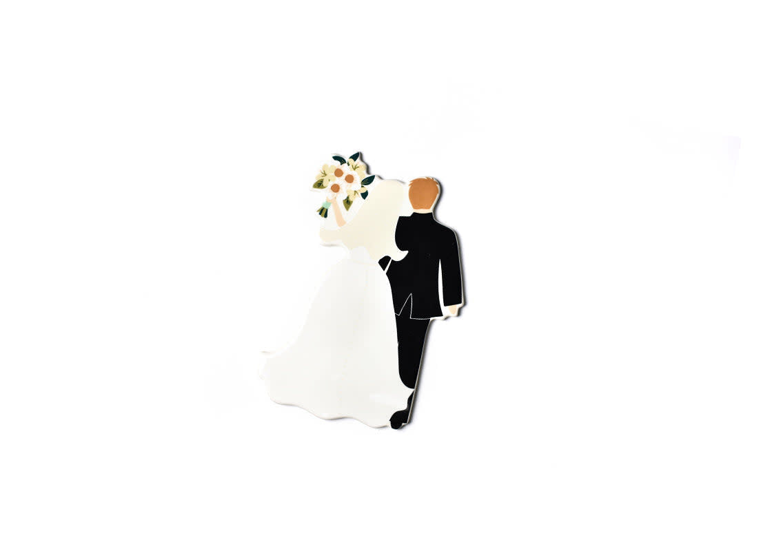 Ceramic Bride Groom mini attachment with hook and loop fasteners in white.