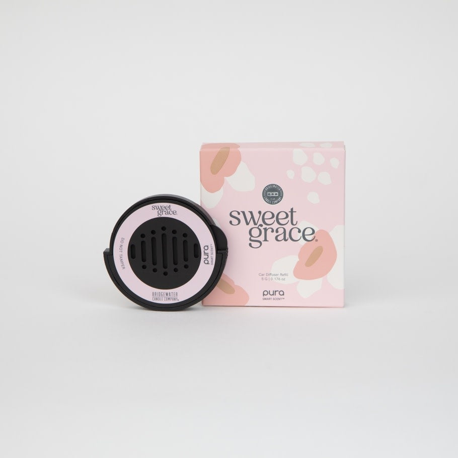 Bridgewater Pura Car Diffuser cartridge in Sweet Grace scent with passion fruit and patchouli notes.