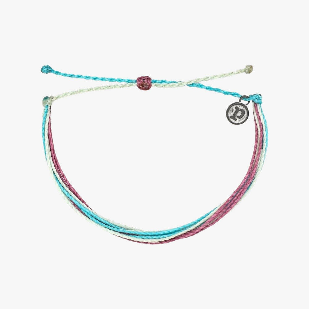 Bright Original wax-coated adjustable bracelet in bright yellow with a natural wood bead.