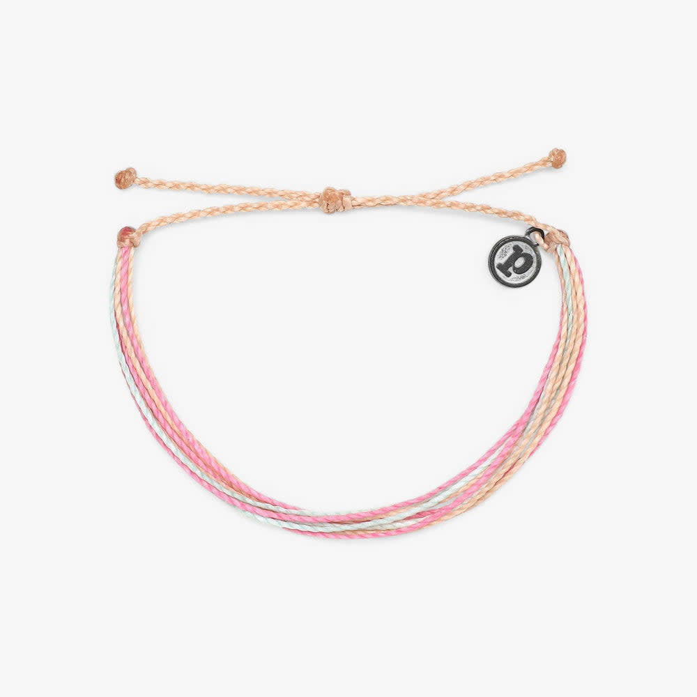 Bright Original wax-coated adjustable bracelet in bright orange with a sunset-inspired gradient pattern.