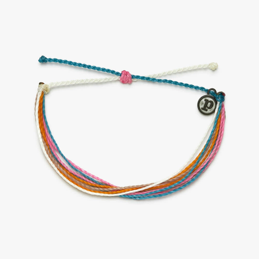 Bright Original wax-coated adjustable bracelet in bright yellow with a tropical leaf pattern.