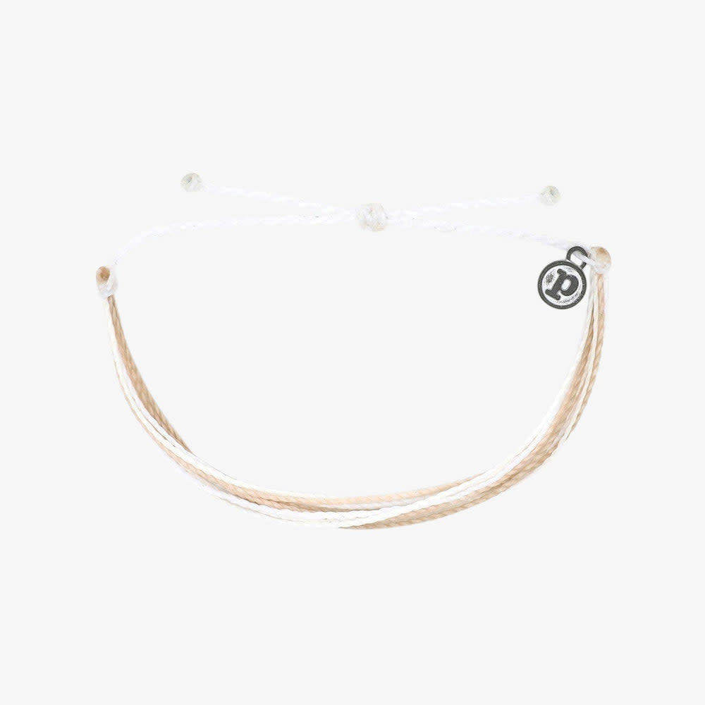 White wax-coated adjustable bracelet with a bright original design.