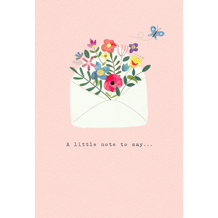 Brown envelope with glitter foil accents featuring 'Thank You' text inside.
