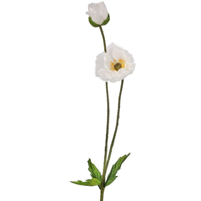 A tall summer poppy bud vase with a natural finish.