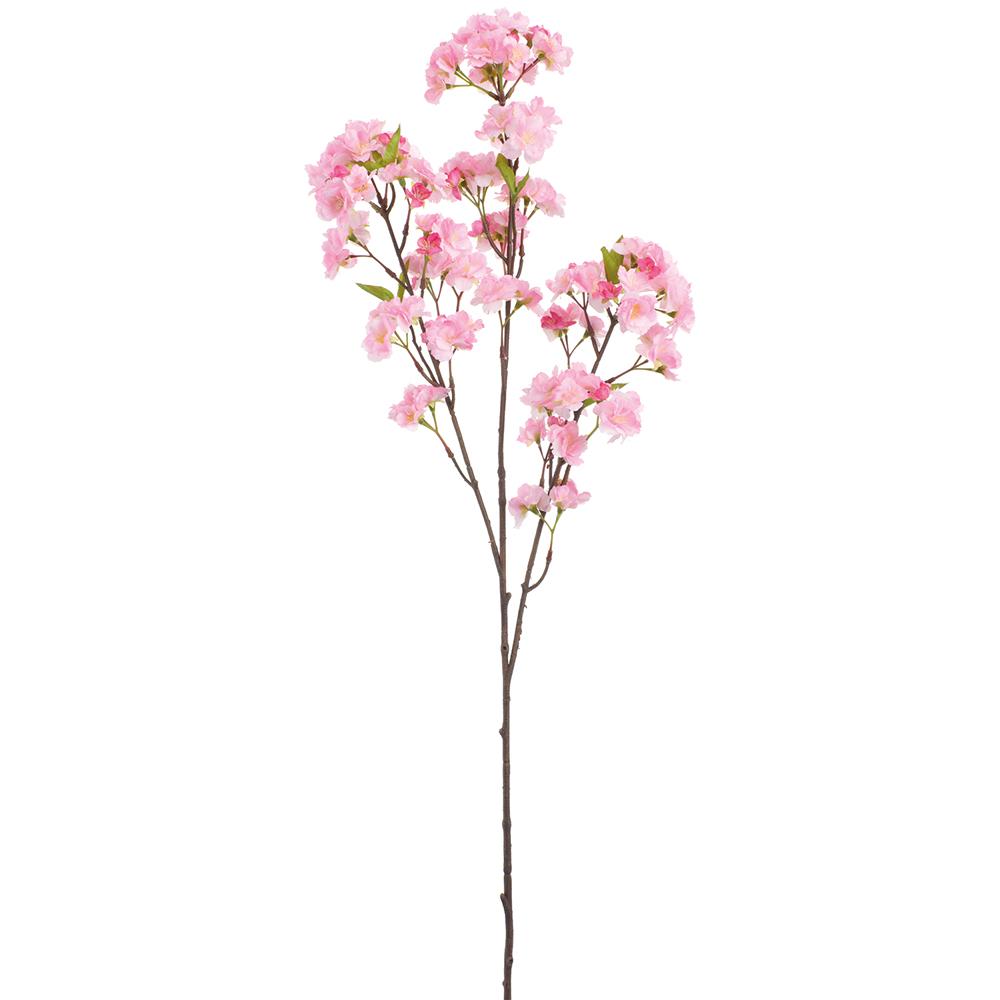 36-inch artificial cherry blossom spray with metal wire frame and fabric petals in pink.