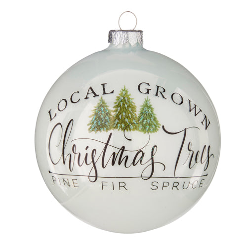 Glass Christmas tree ball ornament in red with gold accents