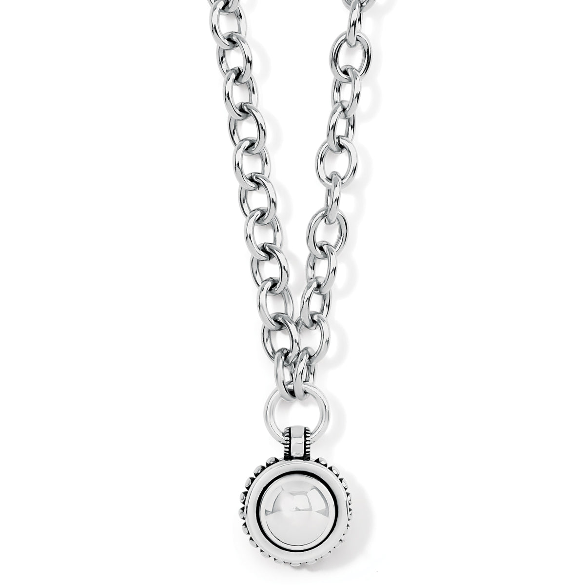 Silver plated Pretty Tough Bold Stud Necklace with a chunky chain and round stud pendant.