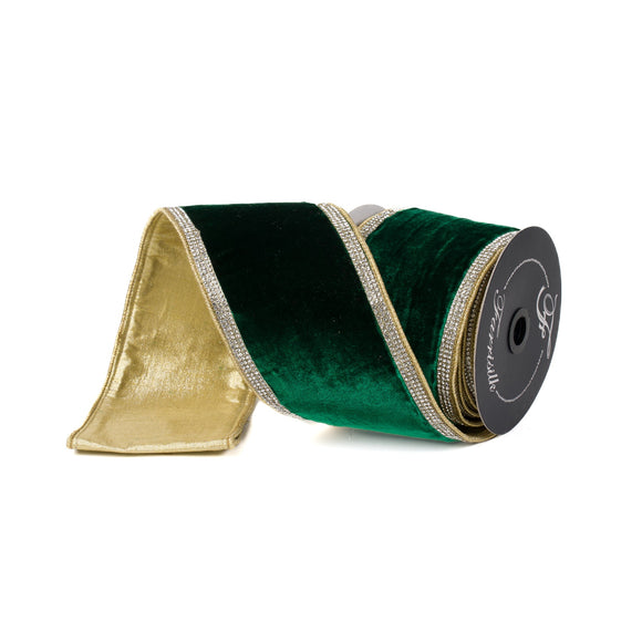 Winter Diamonds Ribbon in black with wired edge structure