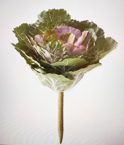 Purple ornamental cabbage pick with ruffled leaf texture