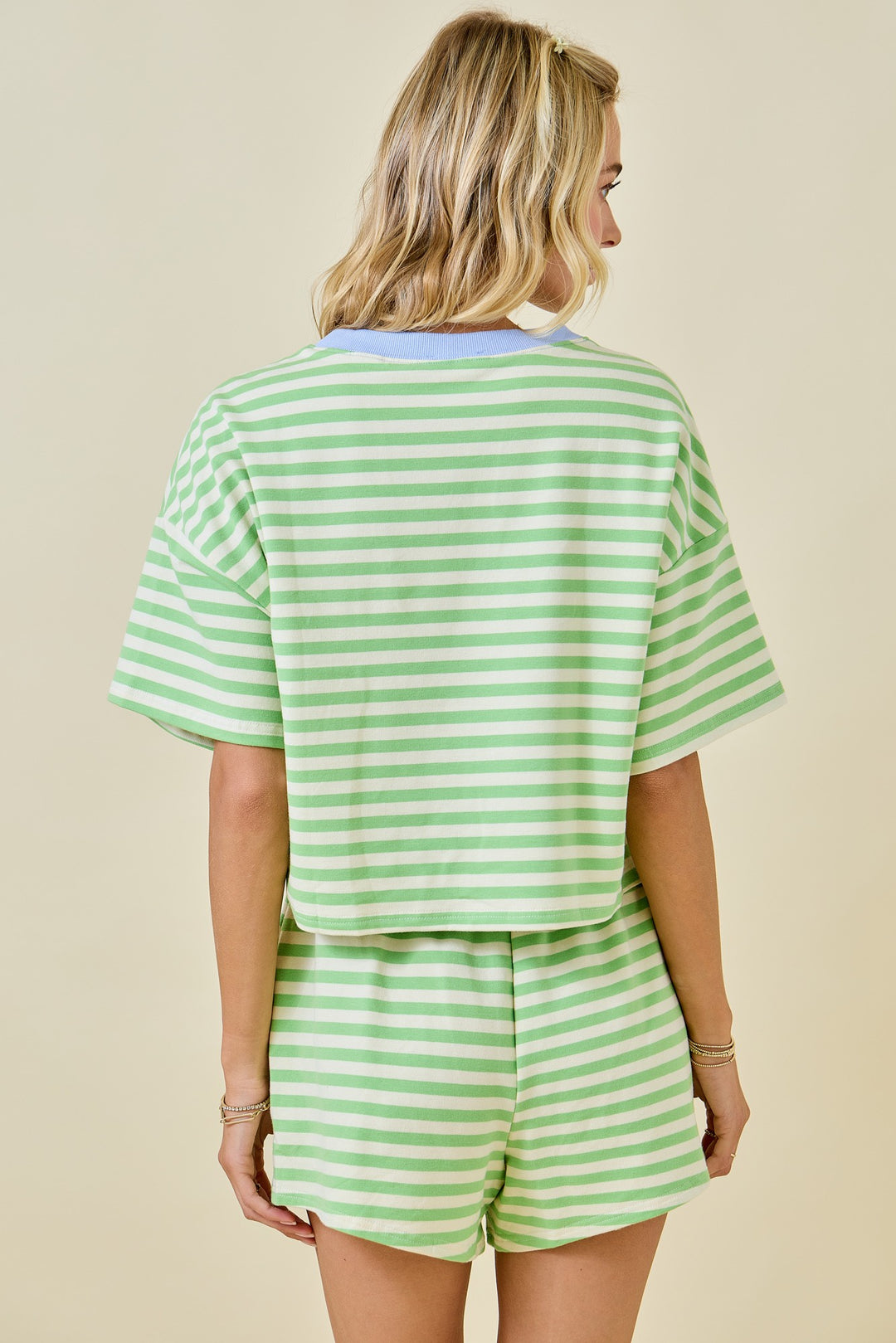 Ailany Boxy Terry Short Sleeve Tee With Contrast Neckband
