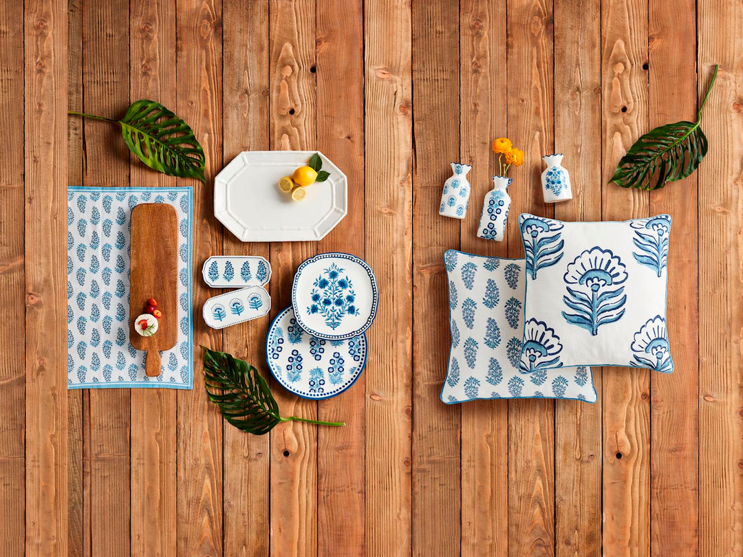 Blue Block Print Pillows