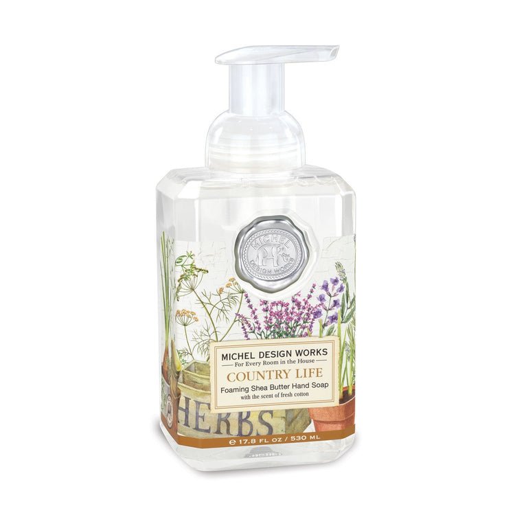Spring Foaming Soap bottle with a pump dispenser in light blue packaging.