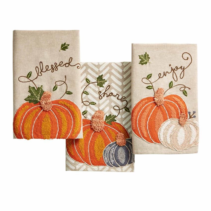 Embroidered Pumpkin Towels