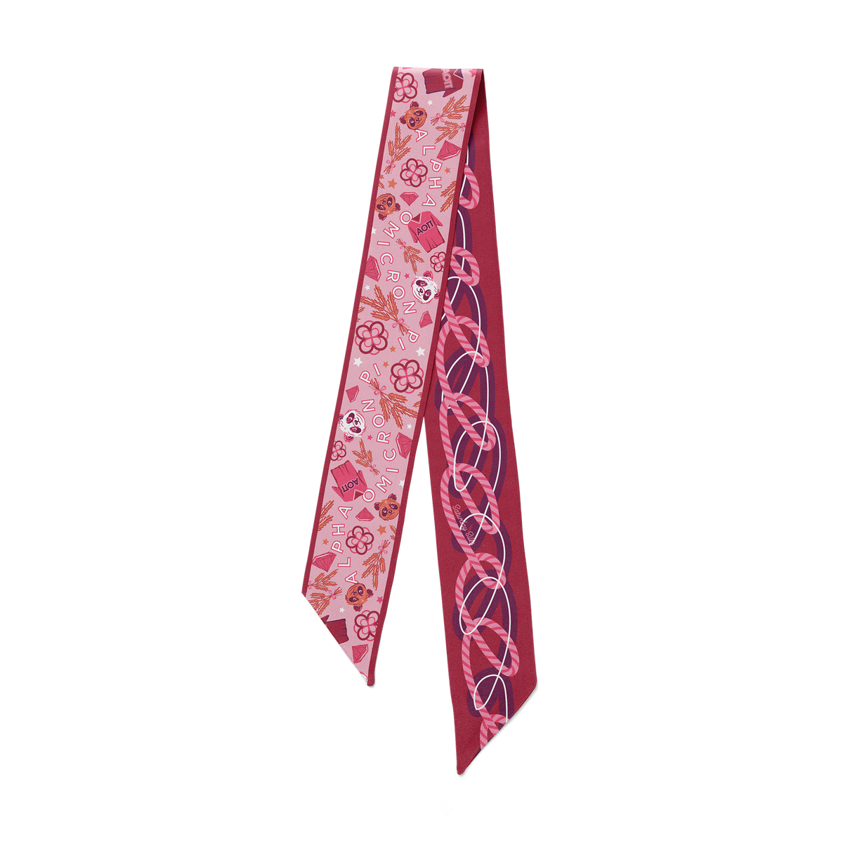 Skinny silk twill scarf in natural tone with a slim rectangular shape.