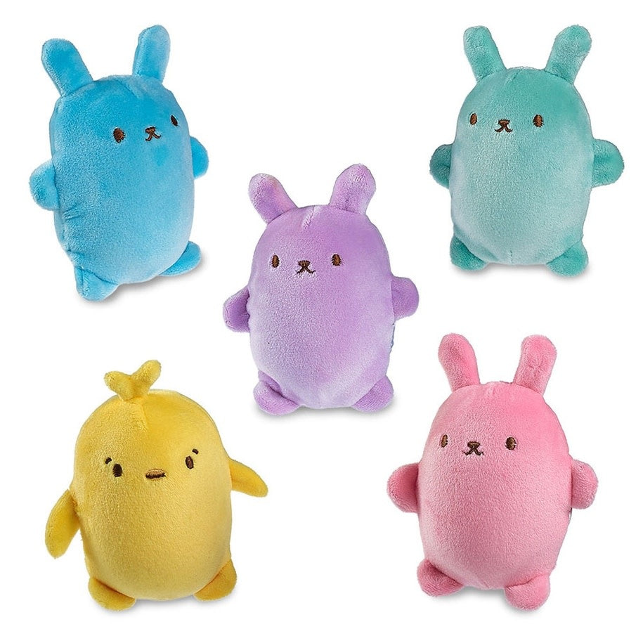 Easter Bunny squishy plush with thin fabric shell filled with bubble balls