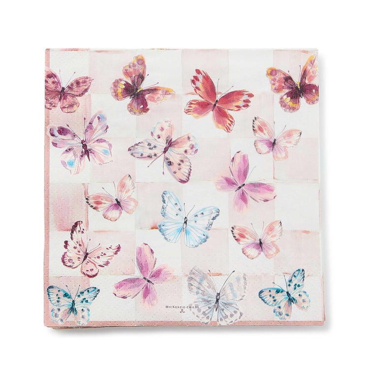 Packaged Butterfly Hill triple-ply paper dinner napkins with a butterfly pattern.