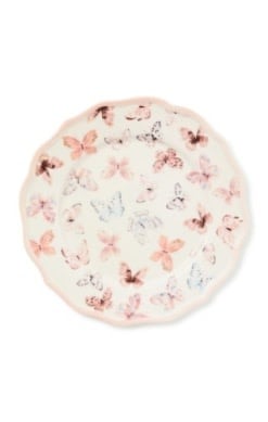 Butterfly Hill stoneware dinner plate with a subtle butterfly pattern in earthy tones.