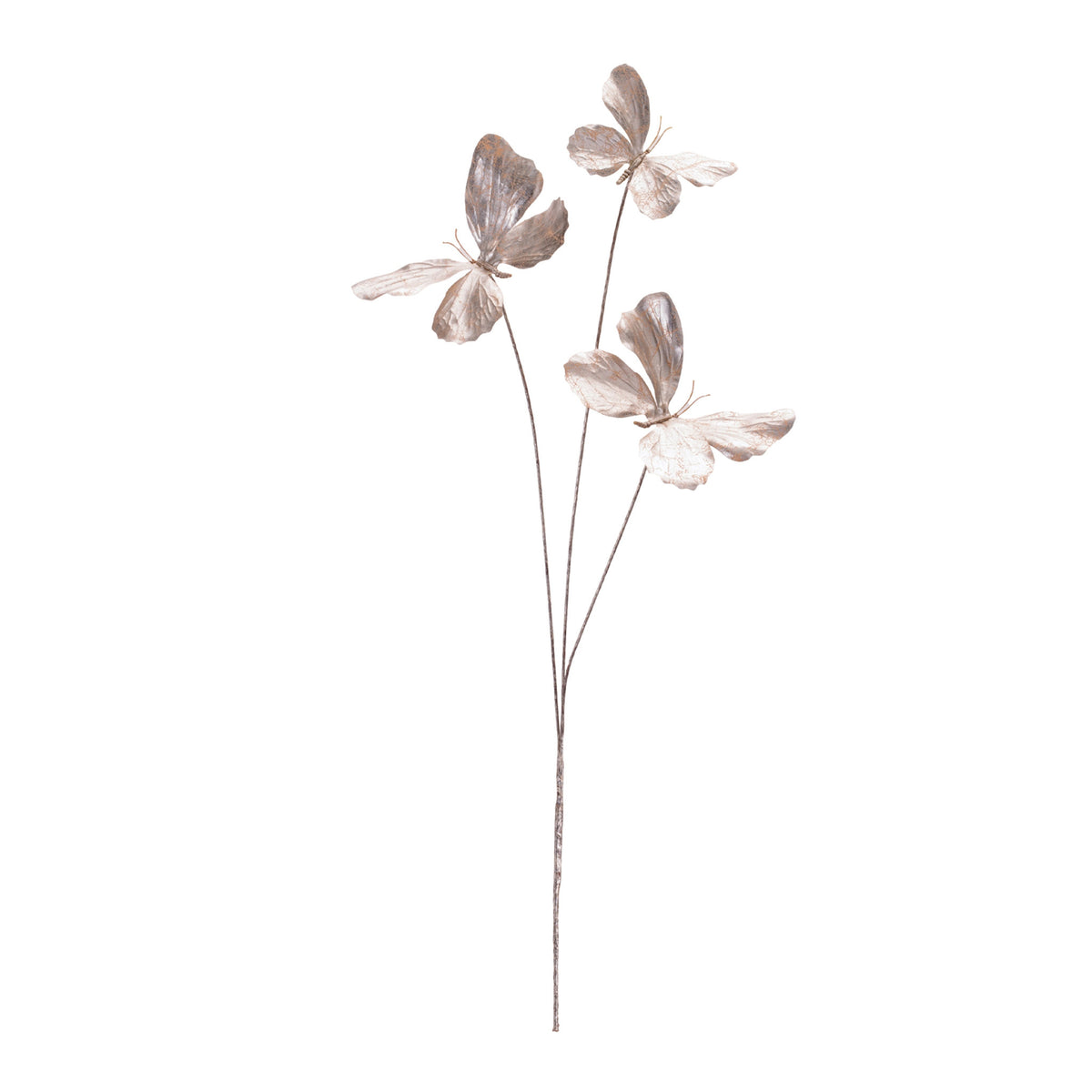 Polyester butterfly spray with three textured butterflies in a whimsical arrangement.
