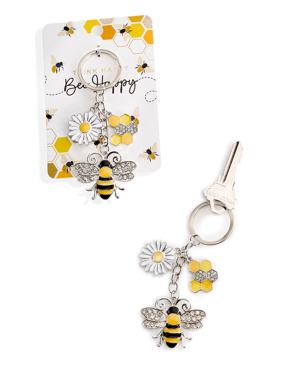 Alloy sentiment card with bee flower keychain attached
