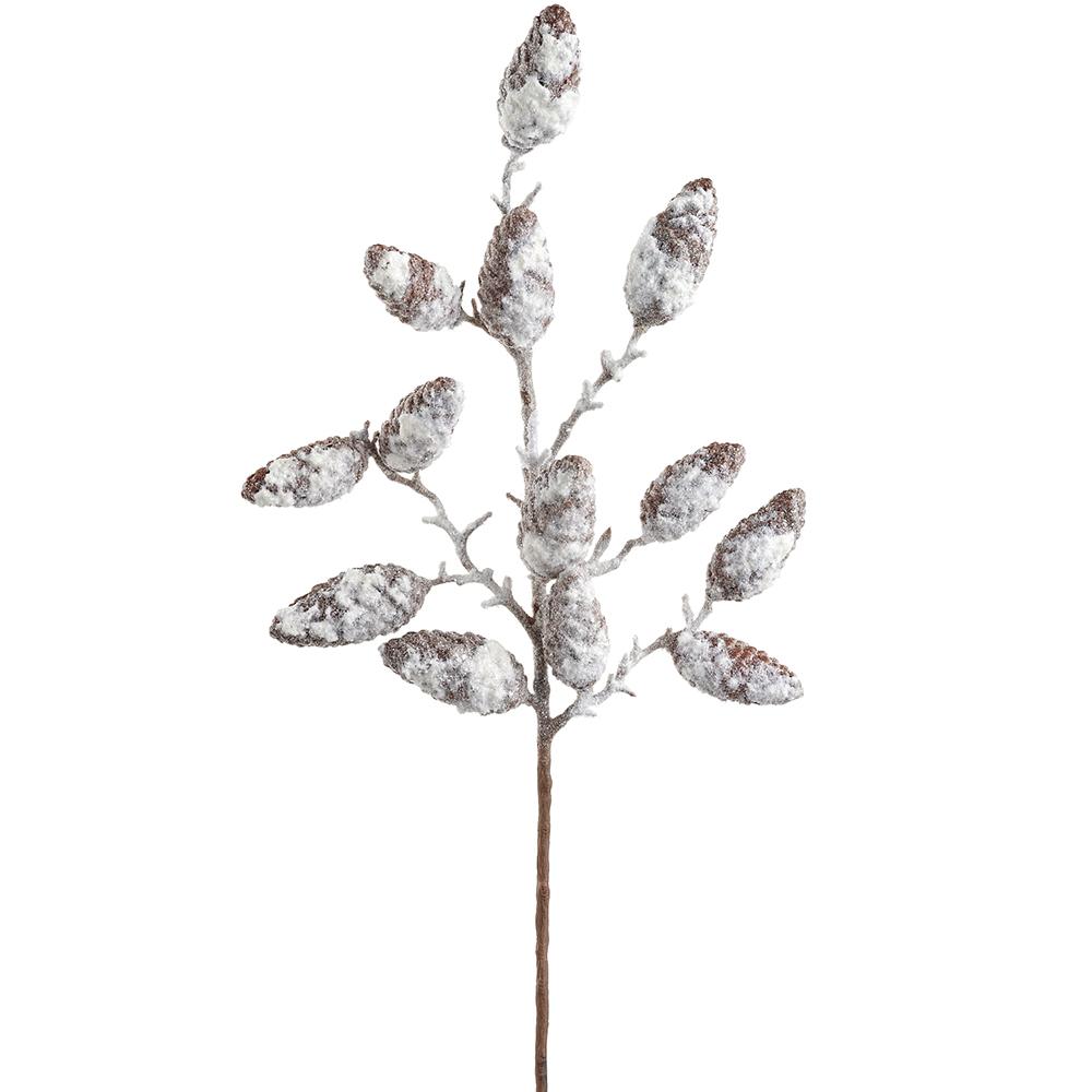 29" Snowed Pinecone Spray Brown White