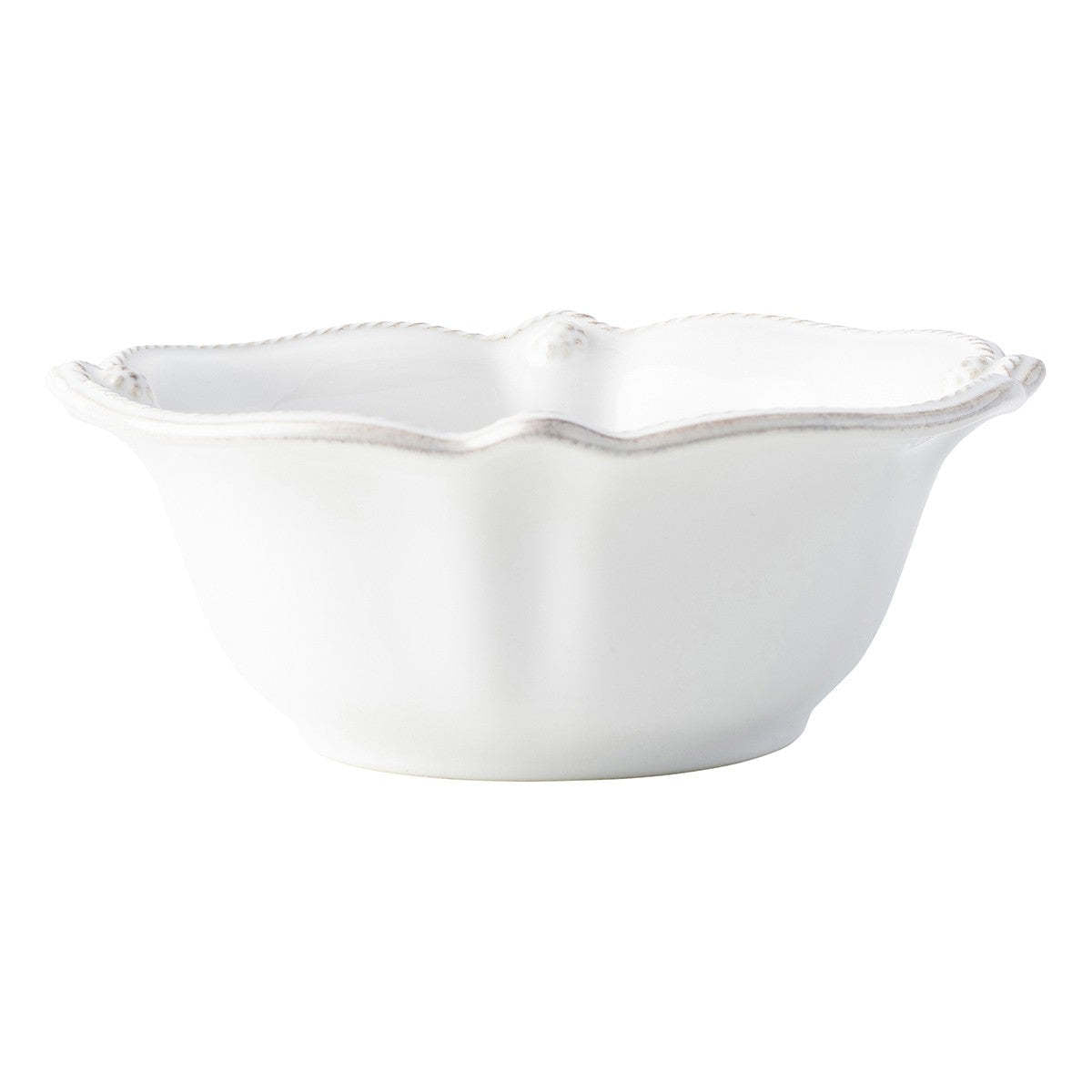 Berry & Thread Whitewash ceramic bowl with a scalloped wave rim and signature berry motif.