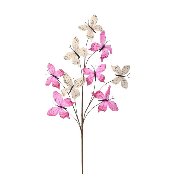 32-inch butterfly spray wall decor featuring a black metal frame with white painted wings and leaves.