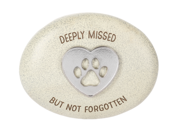 Multi-colored Bereavement Pet Memory Stone measuring three inches wide by two inches deep.