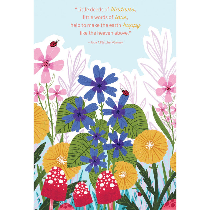 Thank You card featuring mushrooms and ladybugs with glitter refinements.