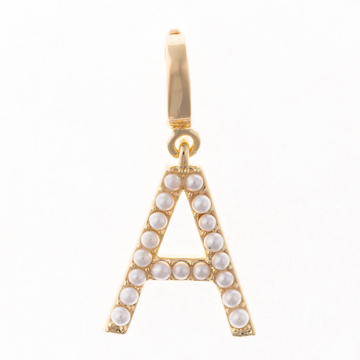 Avery Initial Charm in .5 inch length with 18k gold plating and nickel-free hypoallergenic clasp.